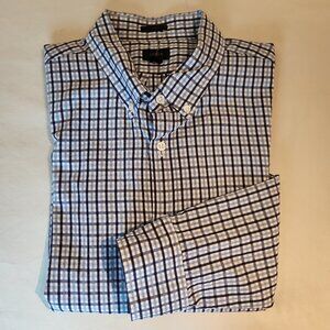 Men's J. Crew Blue White Check Slim Fit Casual Button Down Shirt size L